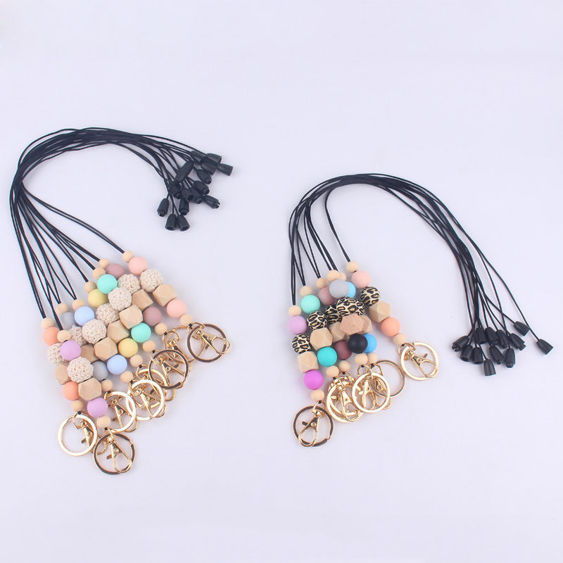 Wholesale Silicone Beaded Lanyard ID Keychain